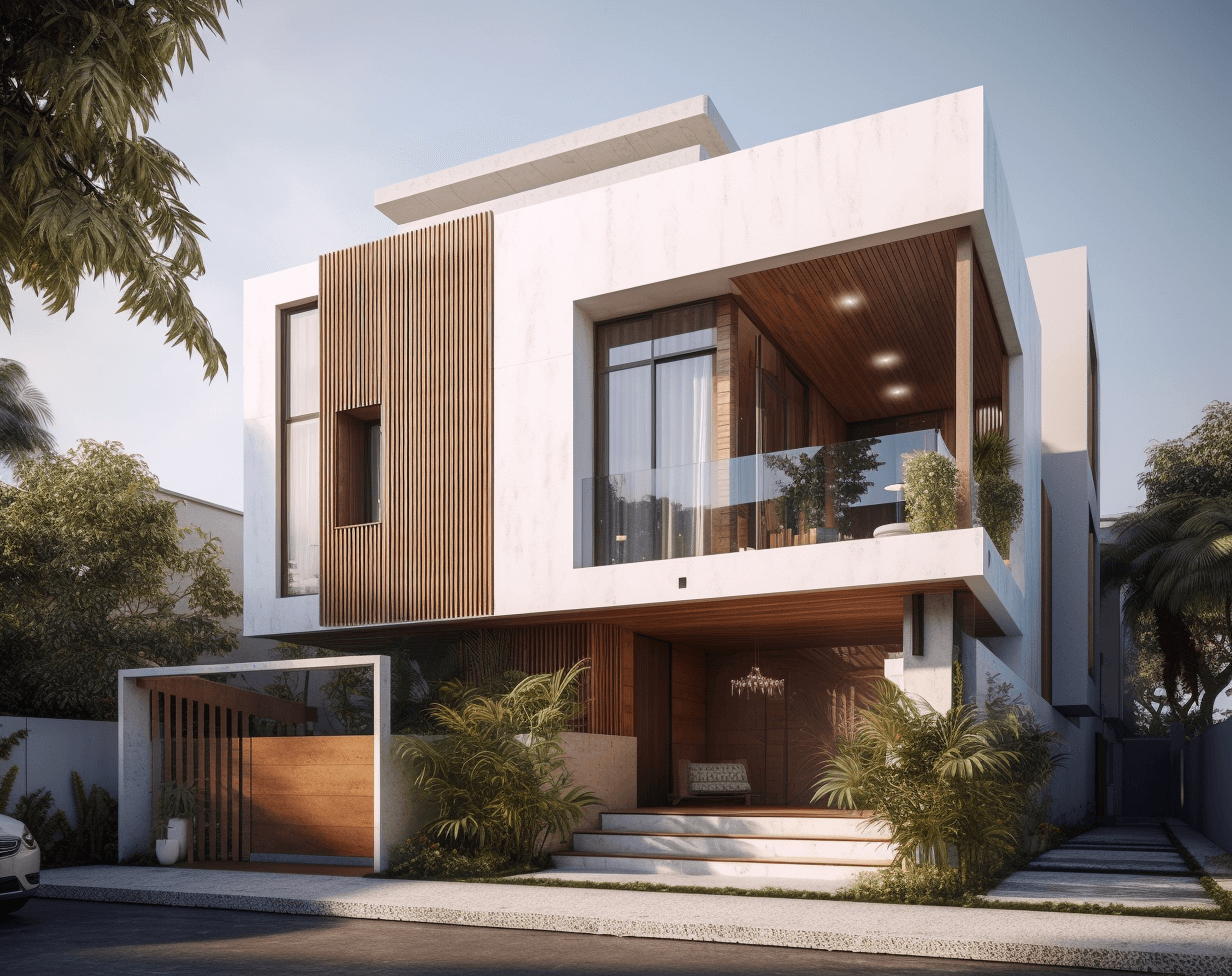 5. 3d Rendering Of Modern House Facade In The Style Of 1 2